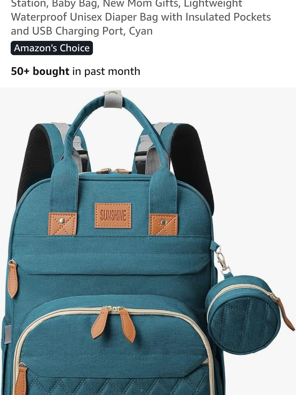 Sunshine & Shadow Teal Backpack with Tan Accents